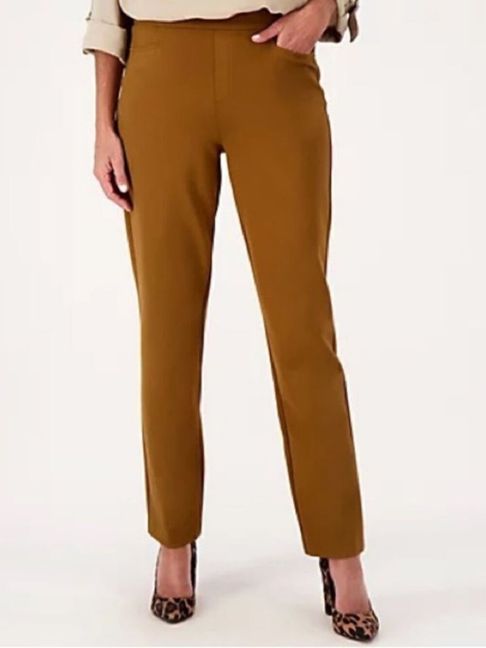Susan Graver Smart Ponte Knit Slim Leg Pants